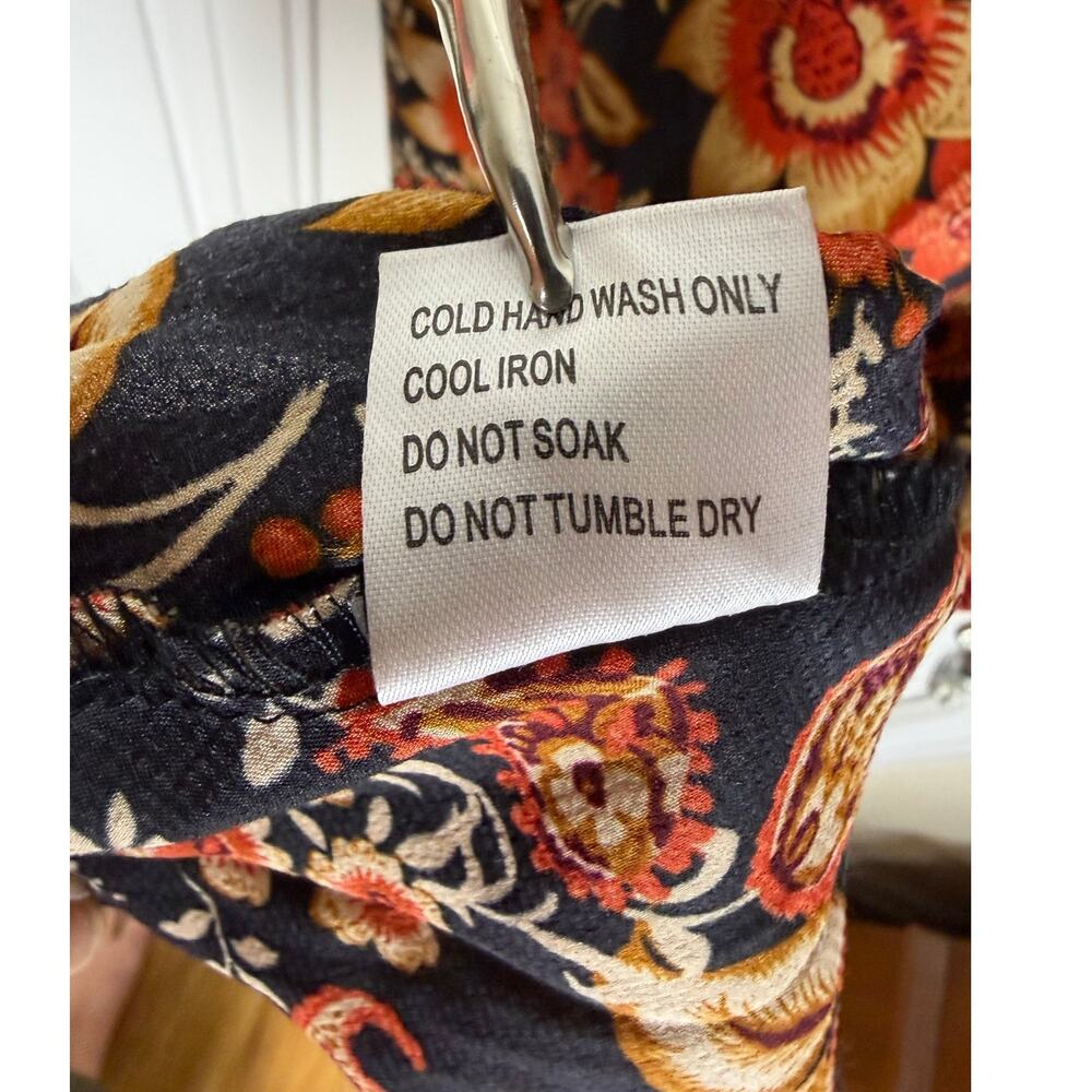 That’s So Fetch Dark Floral Paisley Slip Maxi Dress 10 Scarf Print Whimsigoth - Picture 7 of 8